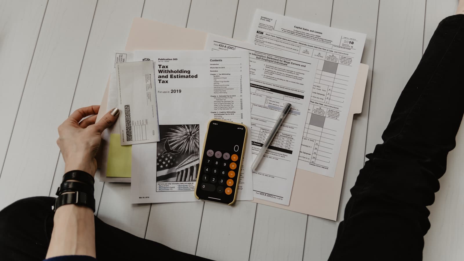 Calculator and paperwork for working out business costs