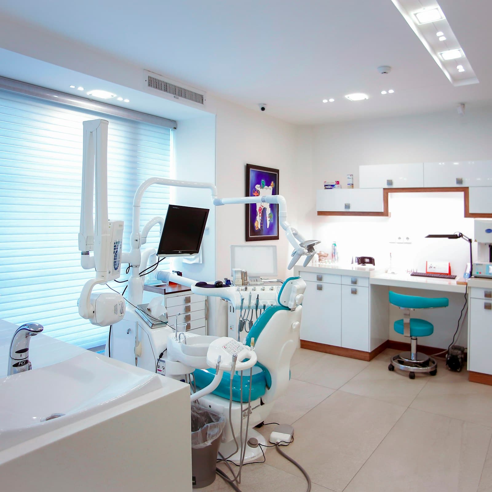 Modern treatment chair in a contemporary dental practice